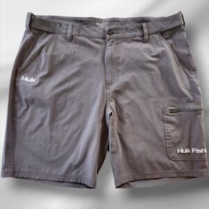 Huk men's Performance Fishing Shorts XXXL 3XL Gray Cargo Pockets Outdoor Hiking